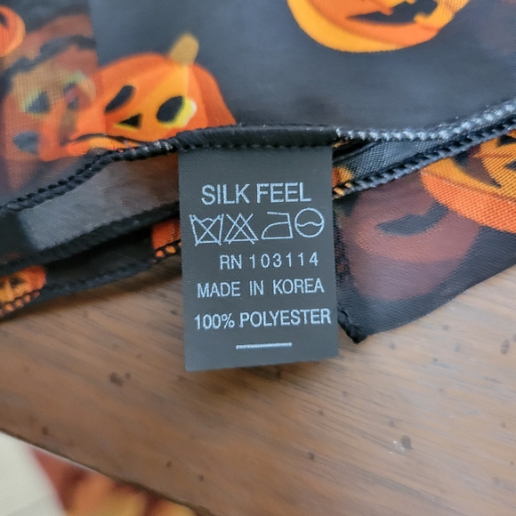Pumpkin Shadow Stripe Faux Silk Scarf - Picture 8 of 11